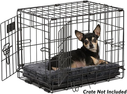 MidWest Homes for Pets QuietTime XXS Dog Bed – Gray Faux Fur Bolster, Ultra-Soft and Machine Washable, Fits 18-Inch Crates and Carriers, for Small Dogs and Cats
