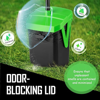 Pooper Scooper Swivel Bin & Rake with 100 Waste Bags, Dog Pooper Scooper with Bag Attachment for Large Medium Small Dogs, Poop Scooper with Lid for Lawn Yard Dog Kennel