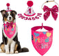 PTDECOR Dog Birthday Party Supplies, Girl Dog Birthday Hat with Numbers Pet Puppy Bandanas Hat Bow Set for Small Medium Large Dogs Pets (Pink)