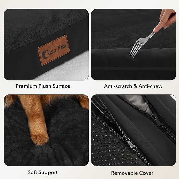 Orthopedic XXL Dog Beds, Waterproof Egg Crate Foam Big Pet Bed for All Breed Sized Dogs 53x42Inch, Washable Extra Large Dog Couch Bed with Removable Cover and Non-Slip Bottom, Black