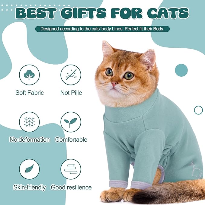 Cat Pajamas for Cats Only, Sticky Hair Cat Clothes, Sphynx Hairless Cats Sweater, Recovery Suit After Surgery, Prevent Lost Hair Kitten Onesie Shirts Costumes Outfits for Pet