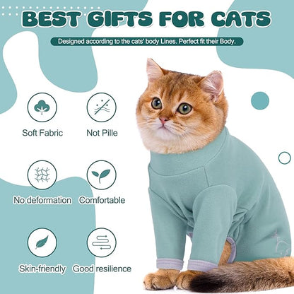 Cat Pajamas for Cats Only, Sticky Hair Cat Clothes, Sphynx Hairless Cats Sweater, Recovery Suit After Surgery, Prevent Lost Hair Kitten Onesie Shirts Costumes Outfits for Pet