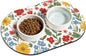 Pet Feeding Mat – 20''x12'' Absorbent Dog Food Mat, Pet Water Mats Protect Floor, No Stains Quick Dry Water Bowl Mats, Non-Slip Rubber Base Pets Placemats for Food and Water, White Floral