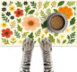 Trendy Flower Pattern Pet Feeding Mat Spill-Proof Feood Pad for Food and Water Bowls Non-Slip Placemat for Pet Areas Easy Clean Fast Dry Mat for Cats Kittens & Small Dogs 20" x 12"