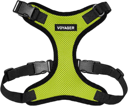 Voyager Step-in Pet Harness - All Weather Mesh, Adjustable Step in Harness for Cats and Dogs by Best Pet Supplies - Lime Green/Black Trim, S
