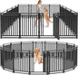 Dog Playpen Dog Fence Outdoor for Yard 47" H with 16 Panels Sturdy Portable Puppy Playpen for Indoor Outdoor RV Camping Use - Black Silver