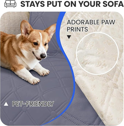 Waterproof Dog Bed Cover, Non-Slip Dog Blanket for Couch, Couch Covers for Dogs Washable, Pet Blanket for Furniture, Pet Bed Mat for Sofa, Car, Pet Supplies (68x82 Inch, Grey Blue)