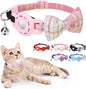 Airtag Cat Collar with Bells and Bowtie -Safety Elastic Band Kitten Collar for Apple Air Tag Holder- Cute GPS Cat Tracker Collars for Girl Boy Cats and Puppies, Adjustable 8"-12" Pink