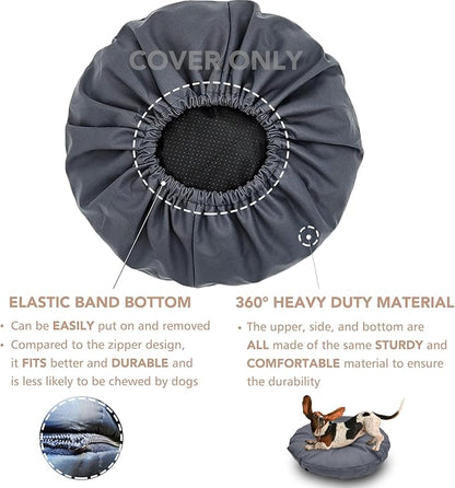 Dog Bed Cover Waterproof Replacement Machine Washable Covers for 36x36 Inch Dog Bed Heavy Duty Scratch Resistant Mattress Protector Pet Bed Round Grey Cover Only