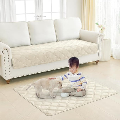 Smiry Waterproof Dog Bed Cover Blanket 40x70, Soft Reversible Pet Blanket, Washable Leakproof Cats Dogs Couch Cover for Sofa, Couch, Furniture, Beige/Beige