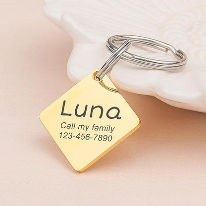 Anavia Personalized Pet ID Tags, Stainless Steel Glossy Laser Engraved Dog Cat Collar Name Tags, Multiple Colors Shapes Sizes (Diamond, Regular)