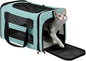 Cat Carrier Soft-Sided Travel Bag for Medium to Large Cats Over 15lbs, Small Dog Carrier Crate Top Entry Breathable Mesh Puppy 12 Pounds, Pet Rabbit Carrying Cage Kennel Collapsible Teal