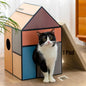 Cardboard Cat House with Scratch Pad & Catnip, Cat Play Scratching House for Indoor Hideaway Furniture, Heavy Duty Sturdy Cardboard Scratcher, Easy to Assemble Birthday Gift, Medium