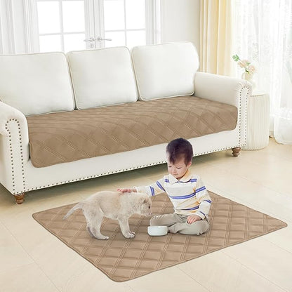 Smiry Waterproof Dog Bed Cover Blanket 52x82, Soft Reversible Pet Blanket, Washable Leakproof Cats Dogs Couch Cover for Sofa, Couch, Furniture, Camel/Beige