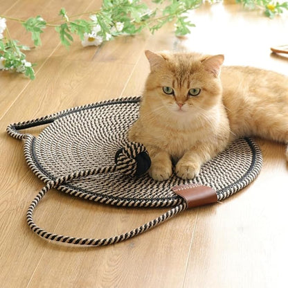 Cat Scratcher Mat, Natural Cotton Rope Cat Scratch Pad, 15.7'' Round Horizontal Floor Cat Scratching Pads for Indoor Cats, Cat Furniture Protector for Wall, Couch, Carpets, Sofas