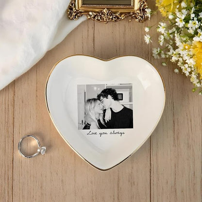 Custom Photo Ring Dish, Personalized Couple Portrait Picture Trinket Tray, Engagement Ring Dish, Wedding Jewelry Tray Keepsake Valentines Gift for Her Him Wife Husband