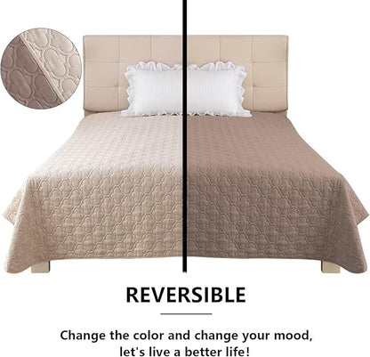 Waterproof Blanket for Bed, Reversible Dog Couch Cover Pet Sofa Furniture Protector Machine Washable King Size(82x102 Inch, Cream+Khaki)