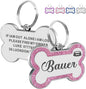 Dog Tags Personalized for Pets Dog Name Tags Personalized Dog Tag Engraved with Any Name & Text Custom Dog ID Tags Glitter Bone ID Tag for Puppy Cat (Pink L, Bone)