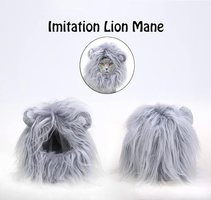 Onmygogo Lion Mane Wig for Cats and Dogs, Funny Pet Cat Costumes for Halloween Christmas, Furry Pet Clothing Accessories