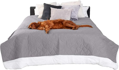 Furhaven Waterproof & Non-Slip Full Size Mattress Cover Protector for Dogs & Cats, Washable, For Beds, Couches, & Car Seats - Quilted Twill Blanket Mattress Cover - Gray, Medium/Full Size