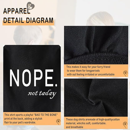 Discover Cozy Cotton Canine Wear: Soft, Lightweight, and Breathable Dog Shirt Vest with Eye-Catching Graphics(Nope not Today), Keeping Your Furry Friend Warm and Comfy! Black L