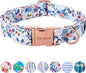 Unique Style Paws Dog Collar With Metal Buckle - Red Rose Flower Gift for Small, Medium, Large Boys Girls Dogs - Durable and Cute