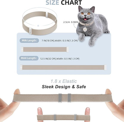 Stretch Elastic Cat Collar with Bell - Adjustable Non Breakaway Lightweight Kitten Collar for Cats - Quick Release Pet Supplies and Gifts (Brown)
