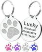 Dog Tags Personalized for Pets Dog Name Tags Personalized Dog Tag Engraved with Any Name & Text Custom Dog ID Tags Glitter Bone ID Tag for Puppy Cat (Silver-Round, S)