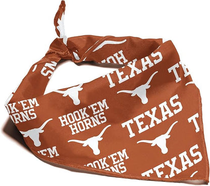 Texas Longhorns Officially Licensed Bandana for Dogs and Cats | Fits Pets Great Gift Idea | Easy-to-Tie (Large, 28")