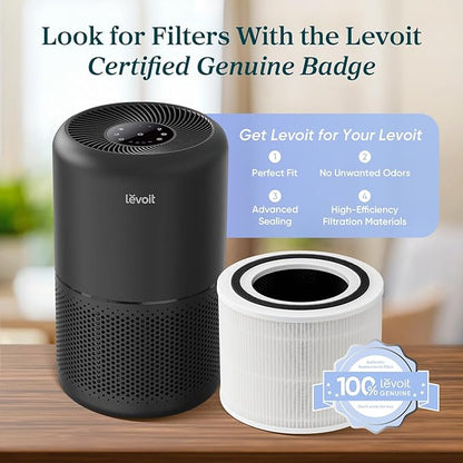 LEVOIT Air Purifier for Home Allergens Pets in Bedroom, Covers Up to 1073 ft² by 56W High Torque Motor, AHAM VERIFIDE, 3-in-1 Filter, HEPA Sleep Mode, Remove Dust Smoke Odor, Core300-P, Black, 2 Pack