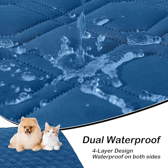 hyha Waterproof Dog Bed Blanket, Soft Pet Blankets, Waterproof Couch Cover for Dogs, Reversible Sofa Covers Washable for Furniture (68x82 Inch, Navy Blue/Navy Blue)