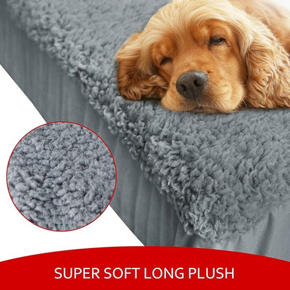 Dog Bed Covers 2 Pack Soft Plush Replacement Washable, Waterproof Pet Mattress Bed Liner Grey 54x44 Inches, for Dog/Cat, Cover Only