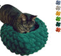 Cat Nest Bed - Premium Self Warming Handwoven Washable Extra Soft Round Cave House for Indoor Kitten & Kitty, Small & Large (DGreen,Large)