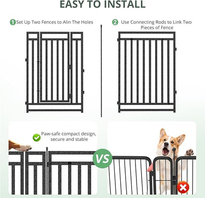 Dog Fence Outdoor for Yard Indoor Dog Playpen 40" Height 40 Panels Portable Dog Pen Metal Dog Kennel for RV Camping(Black-Silver)