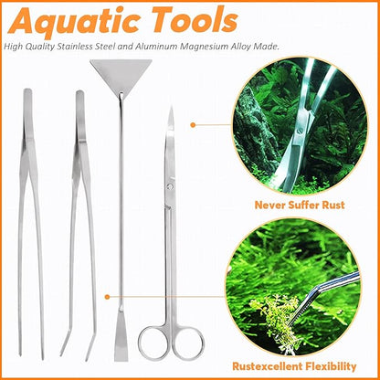 13Pcs Aquascape Tools Kit - Stainless Steel Aquarium Plant Tools - Tweezers, Scissors, Scraper, Sand Spatula for Fish Tank