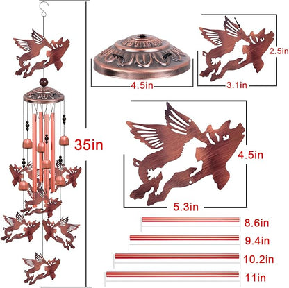 Flying Pig Wind Chimes, Gifts for Mom & Grandma & Woman & Family & Neighbor, Pigs Decoration for Home,Garden,Balconies,Room,Patio,Indoor,Outdoor Wind Catcher, Memorial Windchime, Blessing Wind Bells