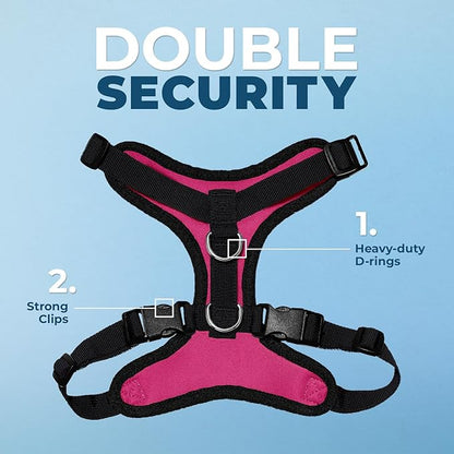 Voyager Step-in Pet Harness - All Weather Mesh, Adjustable Step in Harness for Cats and Dogs by Best Pet Supplies - Fuchsia/Black Trim, L