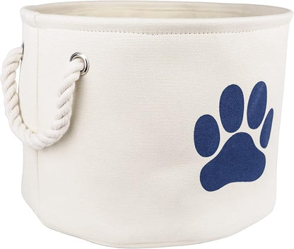 Bone Dry Pet Storage Collection Collapsible Bin, Small Round, Off-White