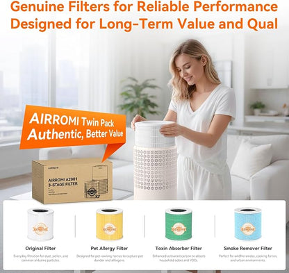 AIRROMI Air Purifier for Bedroom with A2001 Creamy Beige