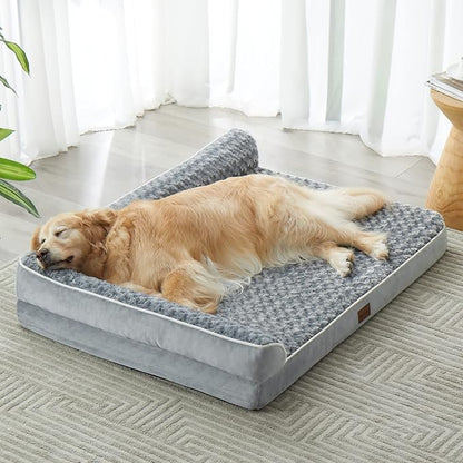 BFPETHOME Orthopedic Dog Bed for Extra Large Dogs-Big Waterproof Sofa Dog Bed with Removable Washable Cover, Large Pet Bed with Waterproof Lining and Nonskid Bottom,Pet Bed for Large Dogs, Grey