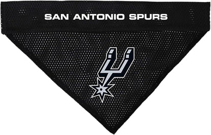 Pets First NBA DOG BANDANA - SAN ANTONIO SPURS REVERSIBLE PET BANDANA. 2 Sided HOME & AWAY Sports Bandana with a PREMIUM Embroidery TEAM LOGO, Small/Medium.