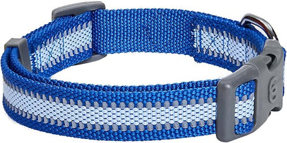 Blueberry Pet Large Dog Collar in Reflective Navy Blue | Adjustable Classic Nylon Strap for Big Breeds | Durable, Stylish & High-Visibility Dog Gear