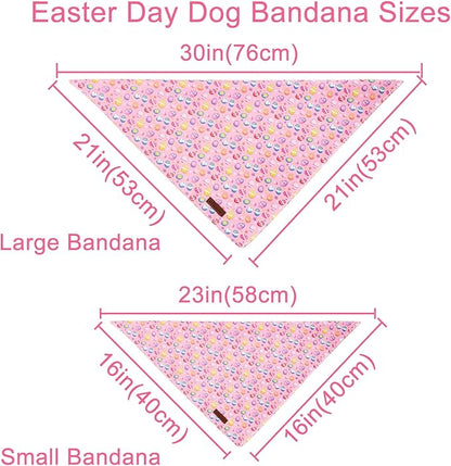 Easter Day Dog Bandana, UP URARA PUP Easter Eggs Triangle Bid Scarf for Medium Large Dogs, Cotton Kerchief for Girl Boy Puppies, Cute Spring Bunny Bandana,L