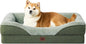EHEYCIGA Orthopedic Dog Bed for Large Sized Dog, 36x27x7 Inch Large Memory Foam Dog Couch Bed with Sides, Waterproof Liner & Washable Removable Cover, Bolster Pet Sofa, Green