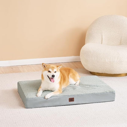EHEYCIGA Orthopedic Dog Beds for Large Dogs with Removable Washable Cover for Crate, Greyish Green, 35x23