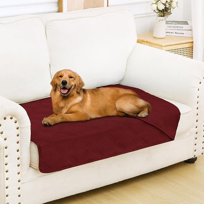 Smiry Waterproof Dog Bed Cover Blanket 30x53, Soft Reversible Pet Blanket, Washable Leakproof Cats Dogs Couch Cover for Sofa, Couch, Furniture, Wine Red/Wine Red