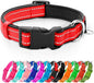 azuza Reflective Dog Collar,Soft Neoprene Padded Pet Collar with ID Tag Ring,Adjustable for Small Dogs,Red,S