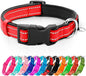 azuza Reflective Dog Collar,Soft Neoprene Padded Pet Collar with ID Tag Ring,Adjustable for Puppy and Small Dogs,Red,XS