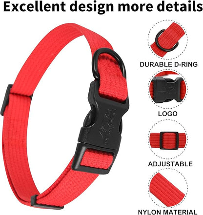 lynxking Dog Collar Soft Padded Breathable Cotton Solid Color Strong Adjustable Pet Collar for Little Puppy