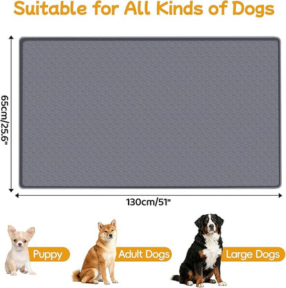 Lanstics Dog Food Mat, 51" x 26" Large Silicone Mat Dog Feeding Mat with Raised Edge Non-Slip Pet Feeding Mat for Food and Water Bowl, Easy to Clean, Floor Protection (Gray)
